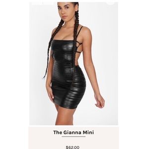 Pleather crocodile black dress